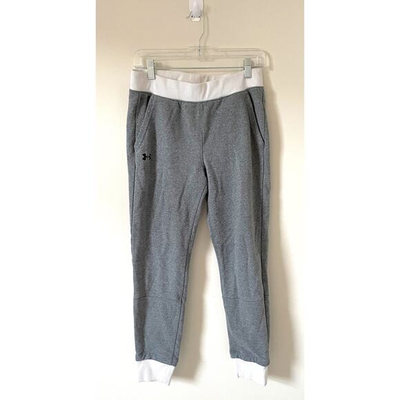 Under Armour Workout Yoga Running Joggers Sweatpants Gray White Size Small - Picture 1 of 5